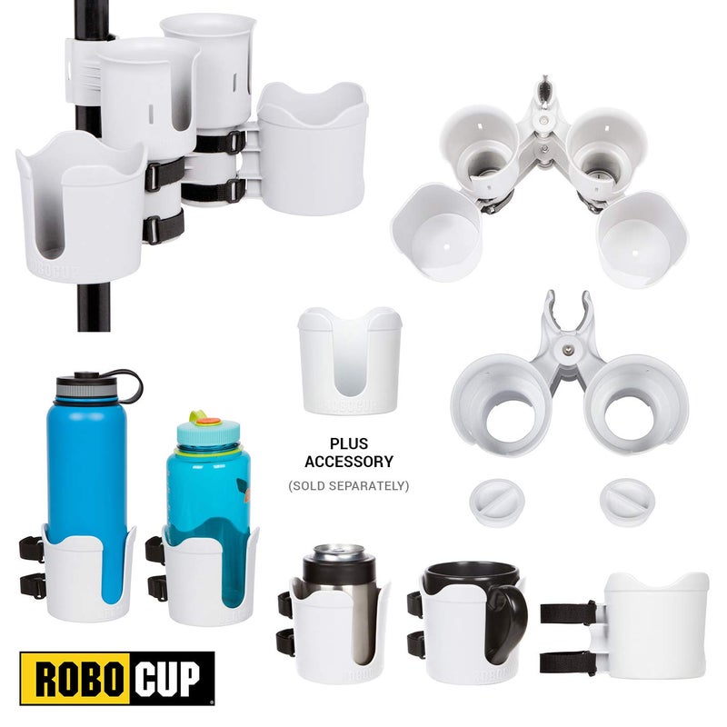 ROBOCUP Plus, (White), Add-On Accessory XL Extension Cup Holder, Larger Drink Capacity, Perfect for Boats, Golf Carts, Walkers, Wheelchairs and Work. Made in USA (Includes 1) - Image 4